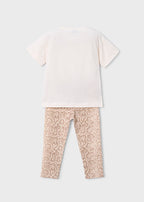 Mayoral compleu fete vara 2 piese cu colanti cu imprimeu 5-10 ani Beige