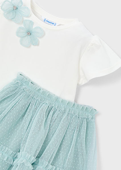Mayoral compleu fete vara 2 piese cu fusta tul 5-10 ani Lago