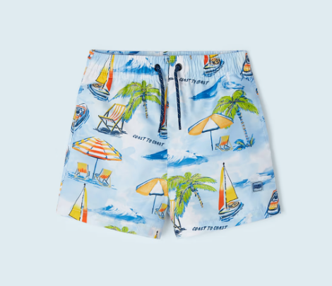 Mayoral costum de baie baieti tip bermude 2-9 ani, Wave cu vaporasi Imagine principală a produsului