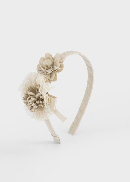 Mayoral diadema ceremonie cu floare si funda 12m+ Off-white