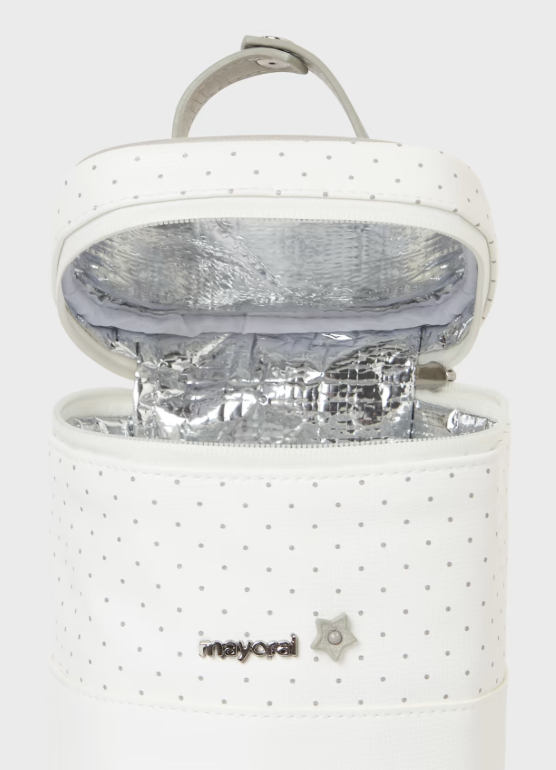 Mayoral geanta termoizolanta cu  buline 0m+ Off-white