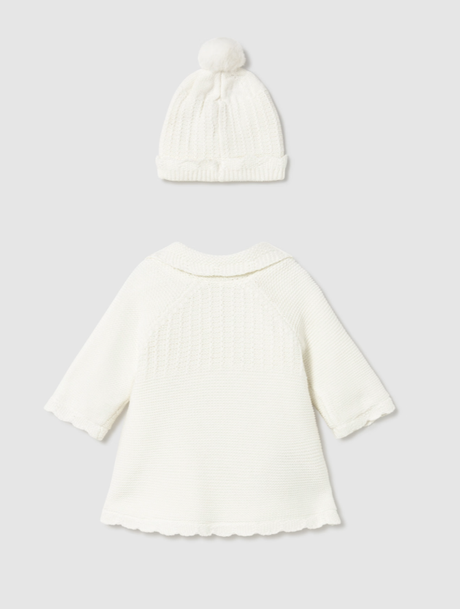 Mayoral palton fete din tricot cu caciulita 0-18 luni Off-white
