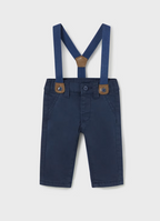 Mayoral pantalon baieti cu bretele 0-18 luni Blueberry
