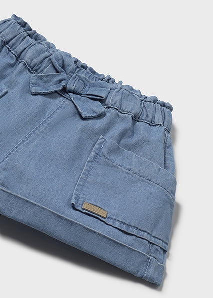 Mayoral pantalonas scurt fetite cu fundita 12-48 luni Denim deschis
