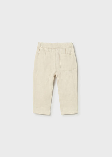 Mayoral pantalon baieti lung bambula 12-48 Ecru