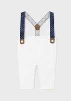 Mayoral pantaloni baieti lungi cu bretele 0-18 luni Alb