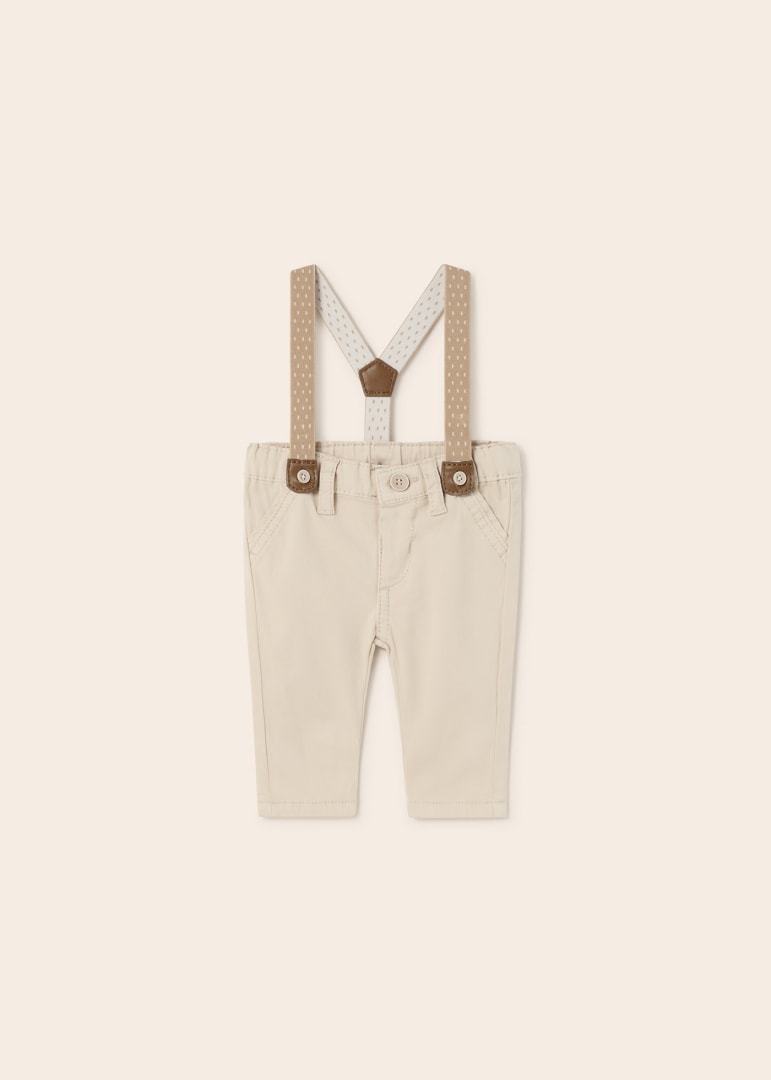Mayoral pantaloni baieti lungi cu bretele 0-18 luni, Beige Imagine principală a produsului