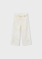 Mayoral pantaloni fete lungi cu broderie 5-10 ani Ecru