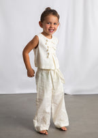 Mayoral pantaloni fete lungi cu broderie 5-10 ani Ecru