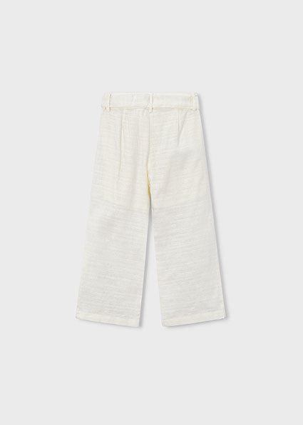 Mayoral pantaloni fete lungi cu broderie 5-10 ani Ecru Imagine secundară a produsului