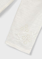 Mayoral pantaloni fete lungi cu broderie 5-10 ani Ecru