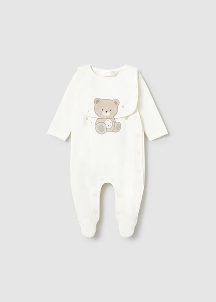 Mayoral pijama baieti cu baveta 0-18 luni Ecru cu ursulet Imagine principală a produsului
