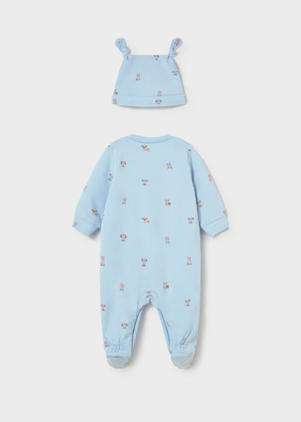 Mayoral pijama baieti cu caciulita 0-18 luni Sky cu catelusi