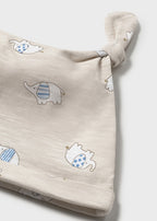 Mayoral pijama baieti cu caciulita 0-18 luni Taupe cu elefanti