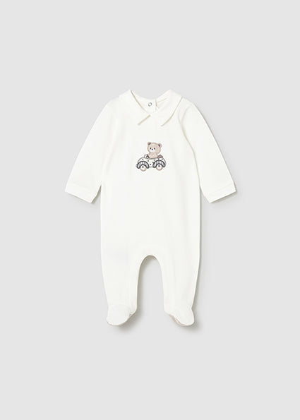 Mayoral pijama baieti cu guleras 0-18 luni Off-white cu ursulet Imagine principală a produsului