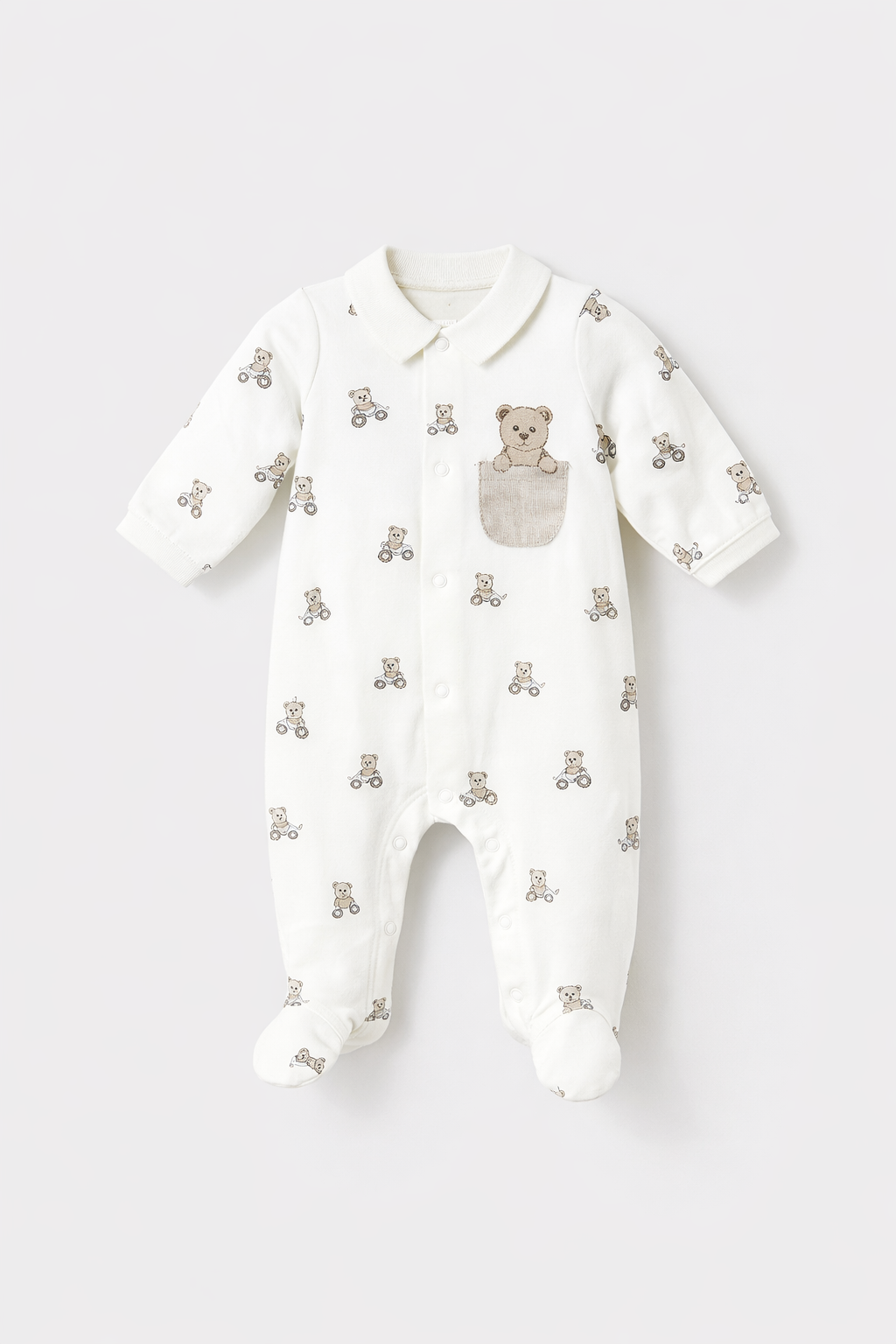 Mayoral pijama baieti cu guleras 0-18 luni Off-white cu ursuleti Imagine principală a produsului