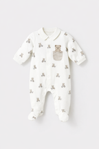 Mayoral pijama baieti cu guleras 0-18 luni Off-white cu ursuleti
