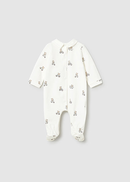 Mayoral pijama baieti cu guleras 0-18 luni Off-white cu ursuleti