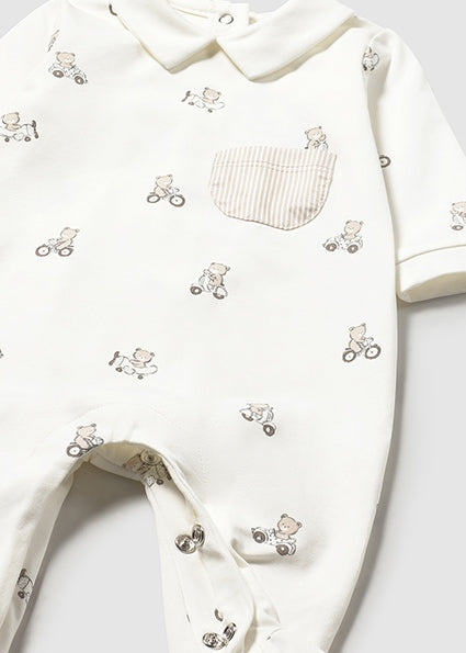 Mayoral pijama baieti cu guleras 0-18 luni Off-white cu ursuleti