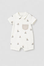 Mayoral pijama baieti de vara 0-18 luni Off-white Ursuleti pe biciclete
