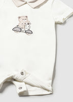 Mayoral pijama baieti de vara 0-18 luni Off-white Ursulet cu bicicleta