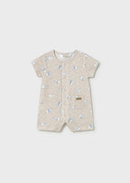 Mayoral pijama baieti de vara 0-18 luni Taupe cu elefanti