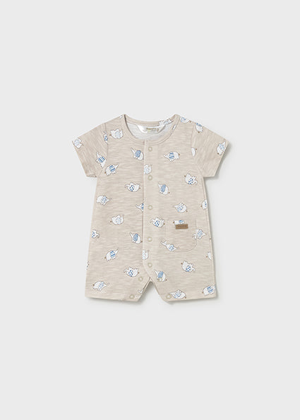 Mayoral pijama baieti de vara 0-18 luni Taupe cu elefanti