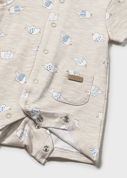 Mayoral pijama baieti de vara 0-18 luni Taupe cu elefanti Imagine secundară a produsului