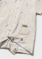 Mayoral pijama baieti de vara 0-18 luni Taupe cu elefanti