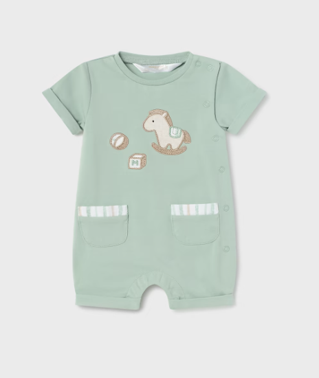 Mayoral pijama baieti de vara 0-9 luni, Aqua cu calut Imagine principală a produsului