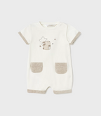 Mayoral pijama baieti de vara 0-9 luni, Off-white cu iepuras