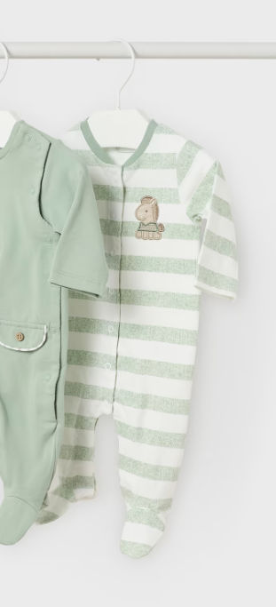 Mayoral pijama baieti din bumbac 0-6 luni, Aqua cu calut si dungi Imagine principală a produsului