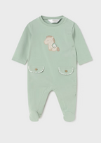 Mayoral pijama baieti din bumbac 0-6 luni, Aqua cu calut