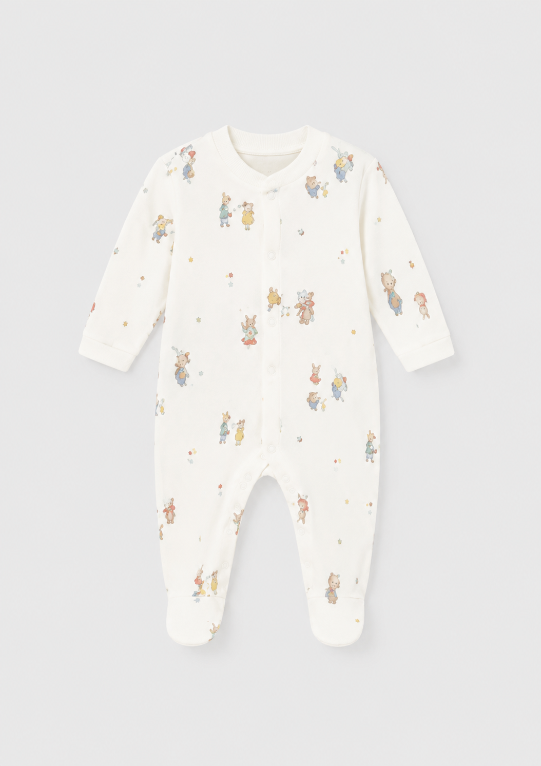 Mayoral pijama baieti cu maneca lunga 0-18 luni Crem-Camomila cu animale