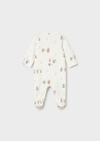 Mayoral pijama baieti cu maneca lunga 0-18 luni Crem-Camomila cu animale