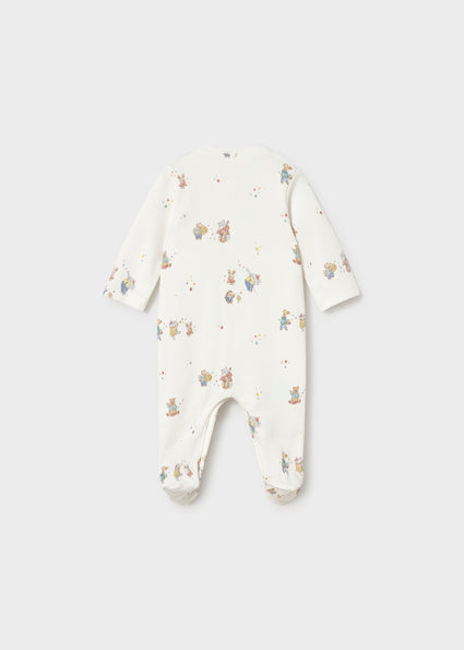 Mayoral pijama baieti cu maneca lunga 0-18 luni Crem-Camomila cu animale
