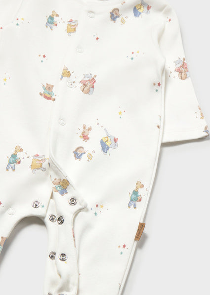 Mayoral pijama baieti cu maneca lunga 0-18 luni Crem-Camomila cu animale
