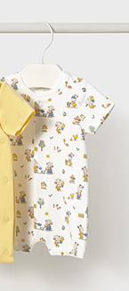 Mayoral pijama baieti scurta 0-18 luni Alb-Sunny cu animale Imagine principală a produsului