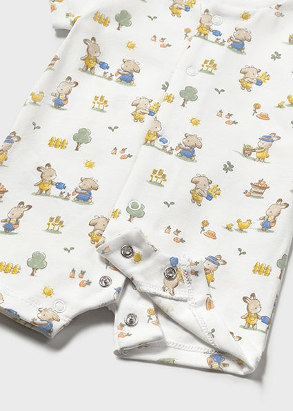 Mayoral pijama baieti scurta 0-18 luni Alb-Sunny cu animale