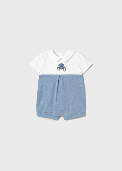 Mayoral pijama baieti scurta cu guler 0-18 luni White-Riviera cu catel