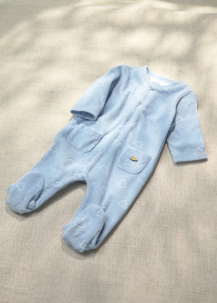 Mayoral pijama baieti catifelata 0-18 luni Sky cu norisori