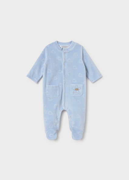 Mayoral pijama baieti catifelata 0-18 luni Sky cu norisori