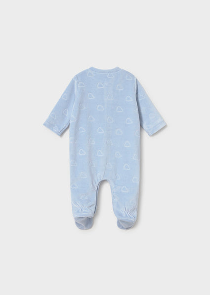 Mayoral pijama baieti catifelata 0-18 luni Sky cu norisori