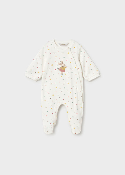 Mayoral pijama fete 0-18 luni Off-white cu iepuras si buline Imagine principală a produsului