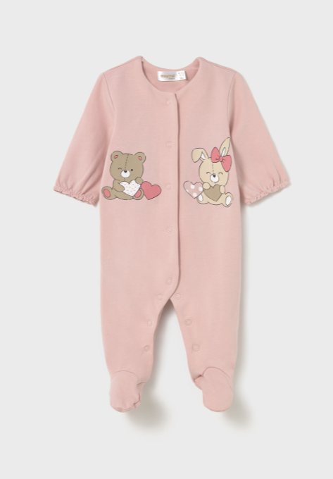 Mayoral  pijama fete 0-18 luni Roz baby cu ursulet si iepuras