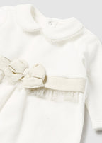 Mayoral pijama fete catifelata cu bereta 0-18 luni Off-white