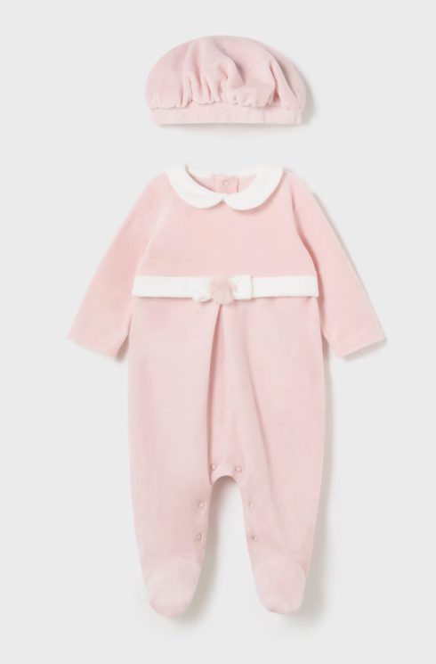 Mayoral pijama fete catifelata cu bereta 0-18 luni Roz baby Imagine principală a produsului
