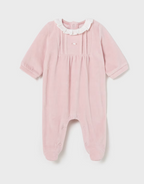Mayoral pijama fete catifelata cu guler 0-18 luni Roz Baby