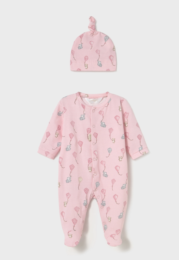 Mayoral pijama fete cu caciulita 0-18 luni Roz baby cu zmei