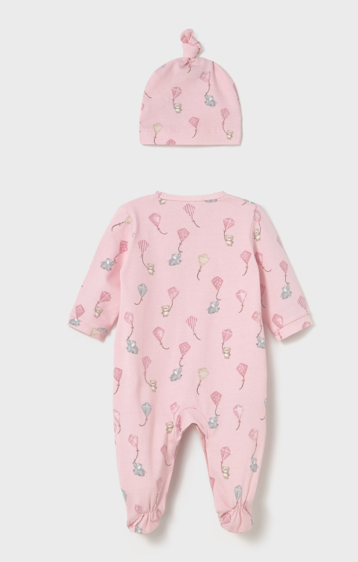 Mayoral pijama fete cu caciulita 0-18 luni Roz baby cu zmei